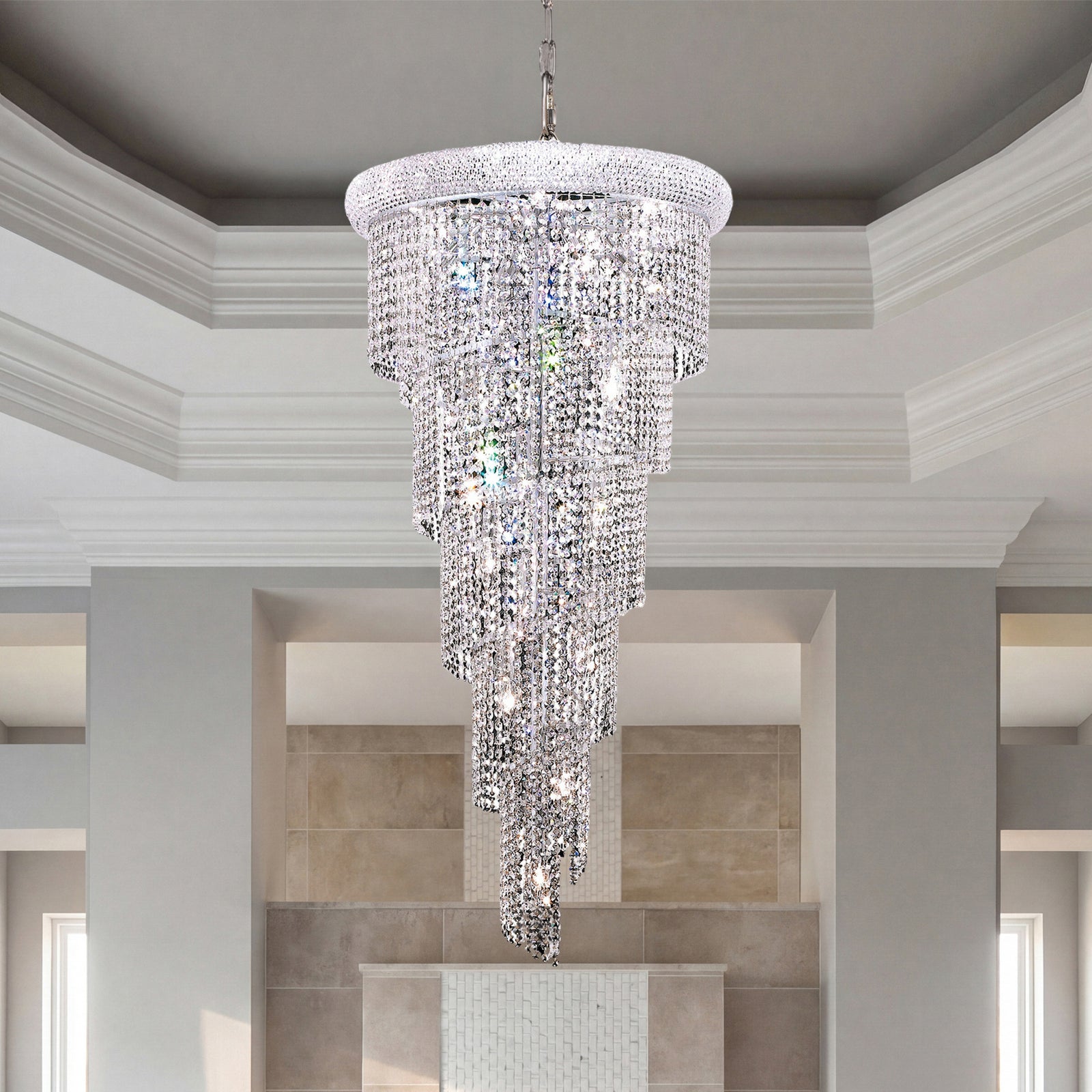 18 light Chrome Chandelier Clear Royal Cut Crystal Chrome Finish - LIGHTING by Joshua Marshal