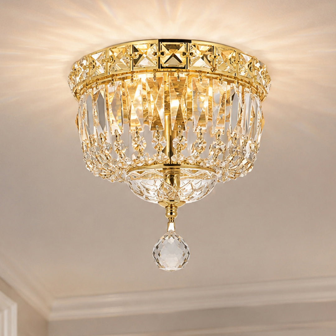 2 light Gold Flush Mount Clear Royal Cut Crystal Gold Finish - LIGHTING by Joshua Marshal