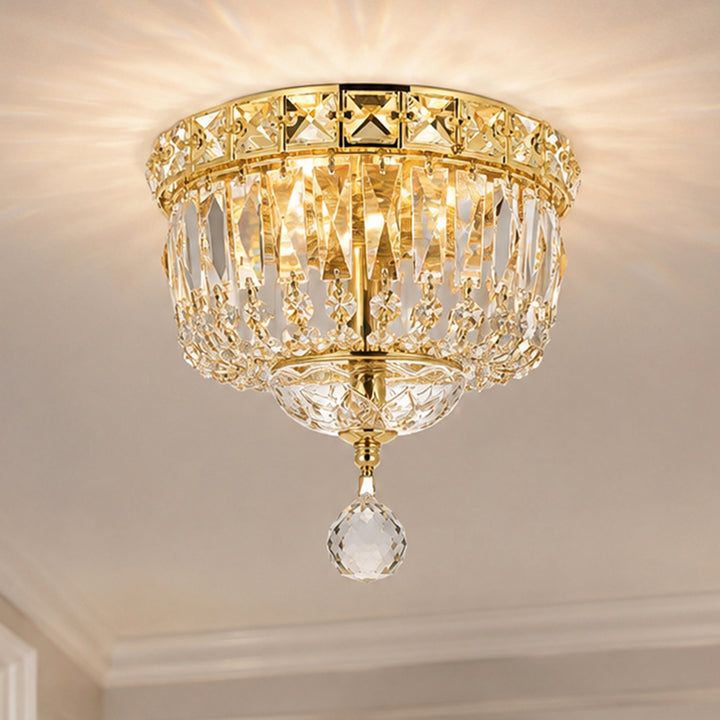 2 light Gold Flush Mount Clear Royal Cut Crystal Gold Finish - LIGHTING by Joshua Marshal