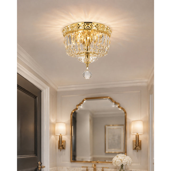 2 light Gold Flush Mount Clear Royal Cut Crystal - View 2 - Joshua Marshal