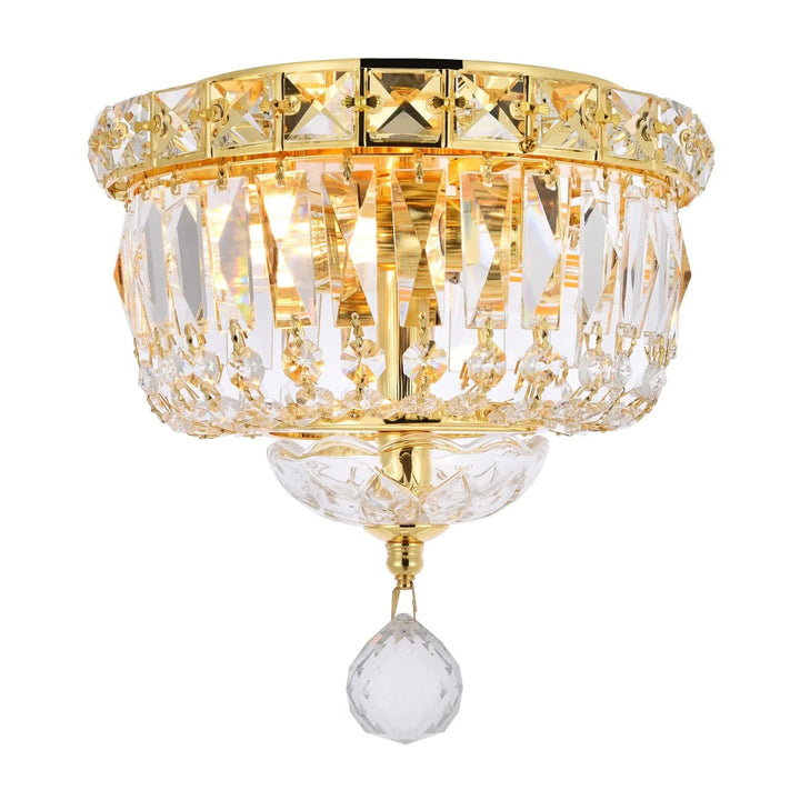 2 light Gold Flush Mount Clear Royal Cut Crystal - View 3 - Joshua Marshal