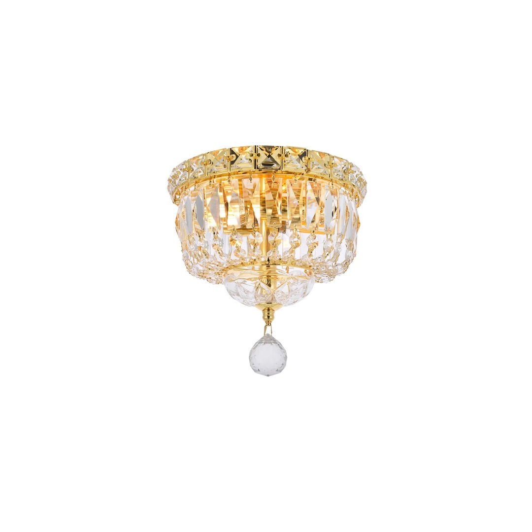 2 light Gold Flush Mount Clear Royal Cut Crystal - View 4 - Joshua Marshal