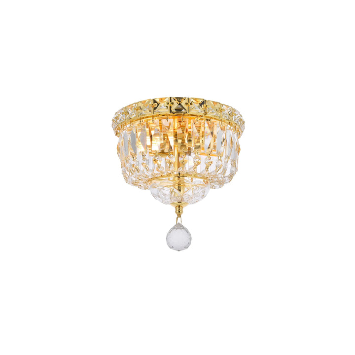2 light Gold Flush Mount Clear Royal Cut Crystal - View 4 - Joshua Marshal