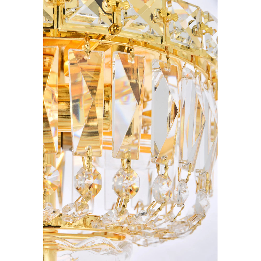 2 light Gold Flush Mount Clear Royal Cut Crystal - View 5 - Joshua Marshal