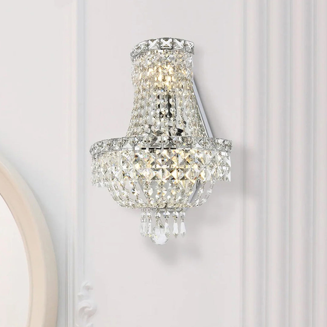 3 light Chrome Wall Sconce Clear Royal Cut Crystal Chrome Finish - LIGHTING by Joshua Marshal