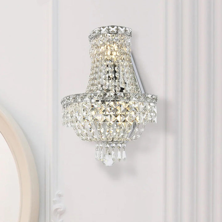 3 light Chrome Wall Sconce Clear Royal Cut Crystal Chrome Finish - LIGHTING by Joshua Marshal