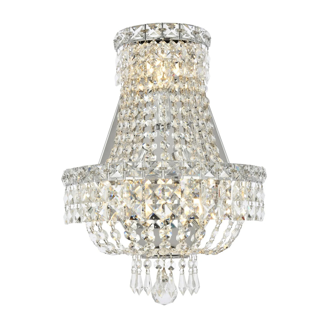 3 light Chrome Wall Sconce Clear Royal Cut Crystal - View 3 - Joshua Marshal