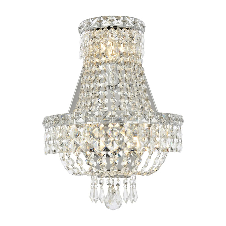 3 light Chrome Wall Sconce Clear Royal Cut Crystal - View 3 - Joshua Marshal