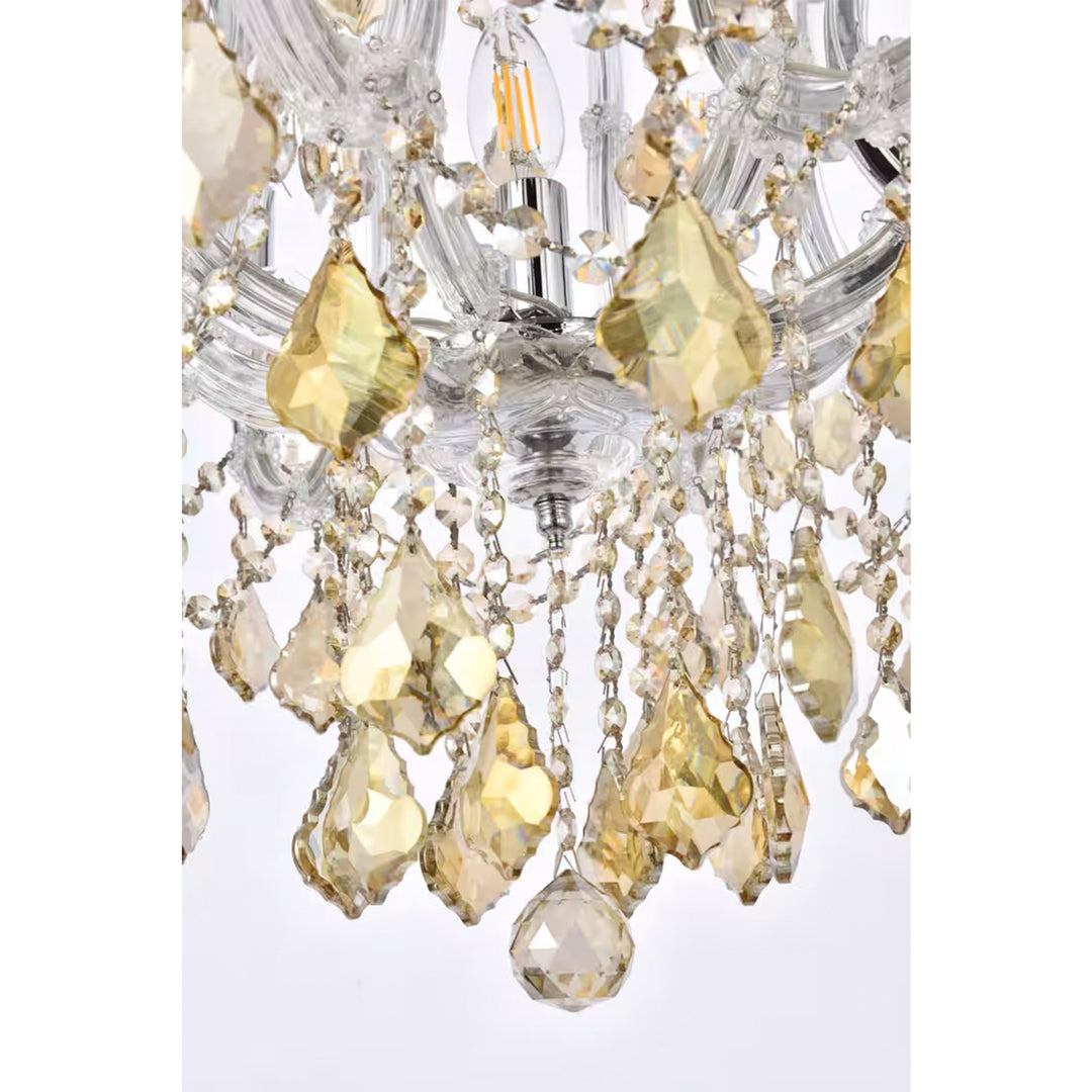 9 light Chrome Chandelier Golden Teak (Smoky) Royal Cut Crystal - View 5 - Joshua Marshal