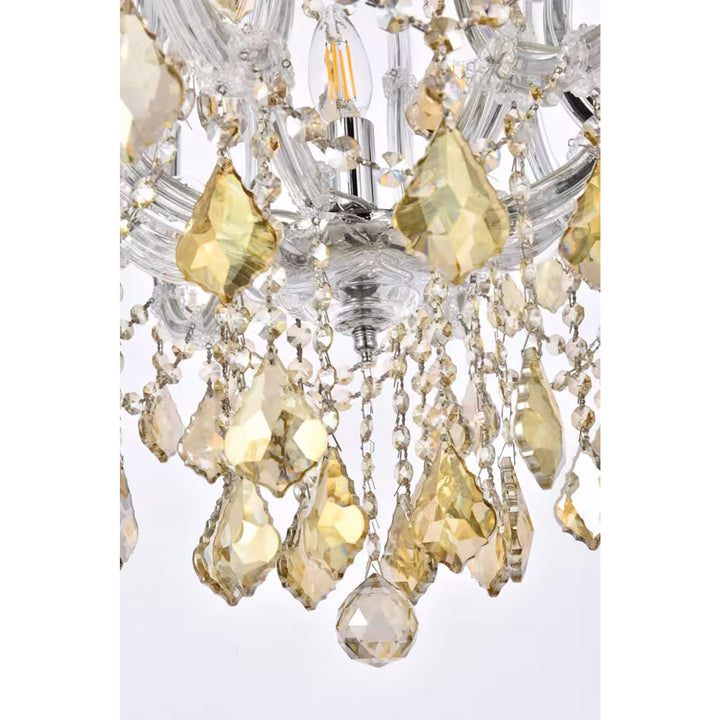 9 light Chrome Chandelier Golden Teak (Smoky) Royal Cut Crystal - View 5 - Joshua Marshal