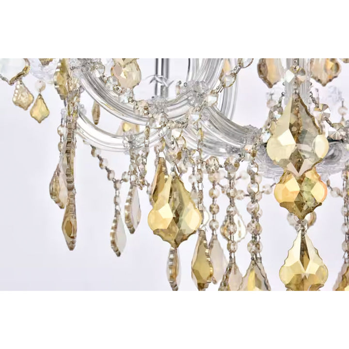 9 light Chrome Chandelier Golden Teak (Smoky) Royal Cut Crystal - View 6 - Joshua Marshal