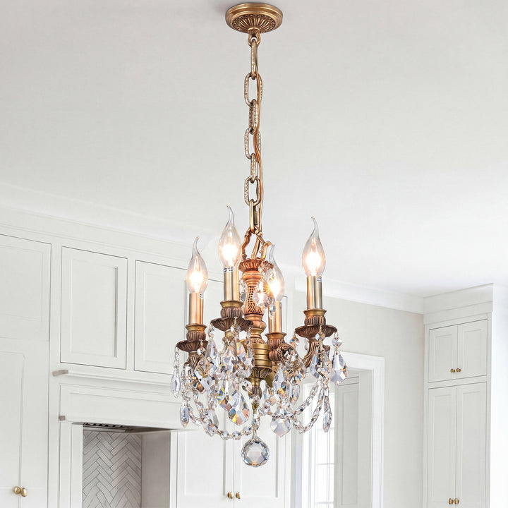 4 light French Gold Pendant Clear Royal Cut Crystal French Gold Finish - LIGHTING by Joshua Marshal
