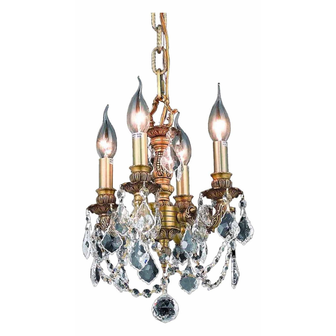 4 light French Gold Pendant Clear Royal Cut Crystal - View 3 - Joshua Marshal