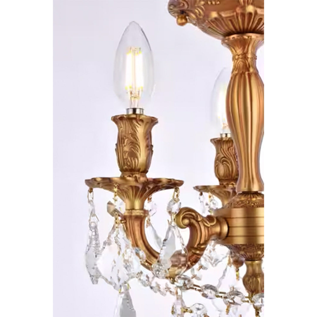 3 light French Gold Flush Mount Clear Royal Cut Crystal - View 5 - Joshua Marshal