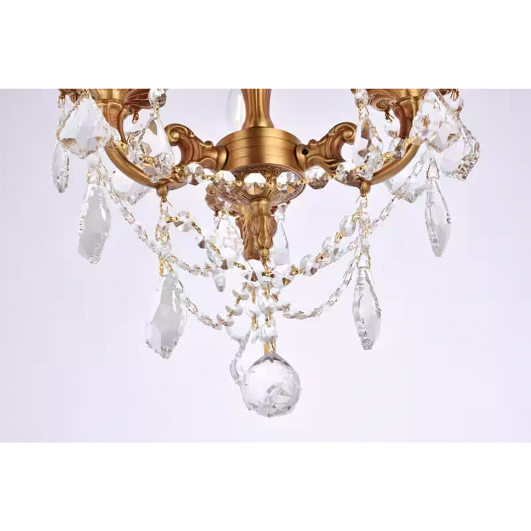 3 light French Gold Flush Mount Clear Royal Cut Crystal - View 6 - Joshua Marshal