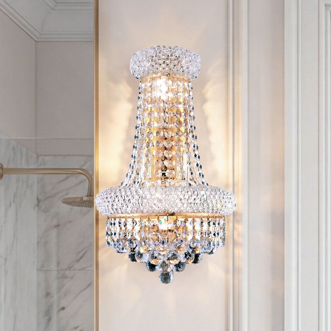 4 light Gold Wall Sconce Clear Royal Cut Crystal Gold Finish - LIGHTING by Joshua Marshal