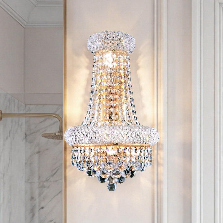 4 light Gold Wall Sconce Clear Royal Cut Crystal Gold Finish - LIGHTING by Joshua Marshal
