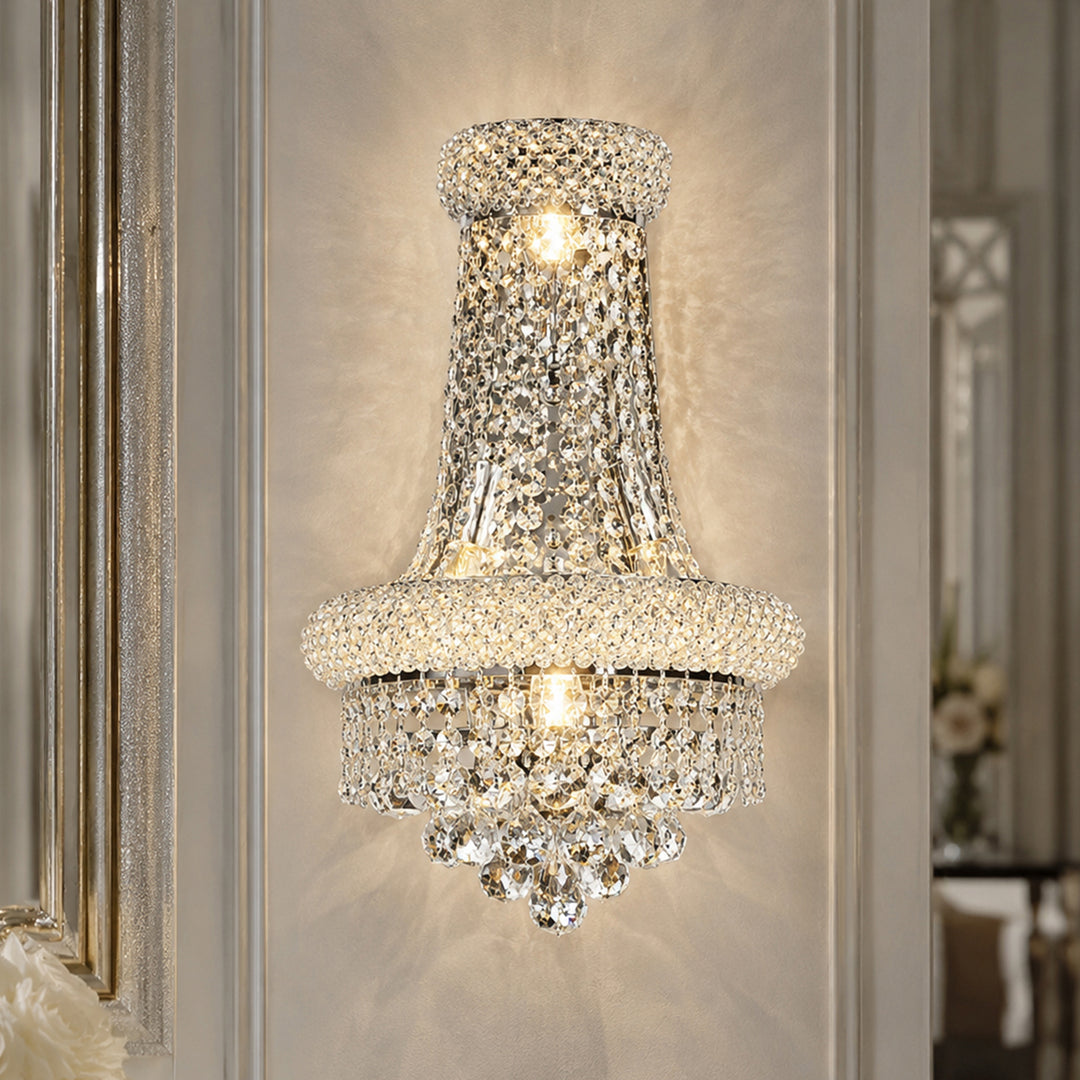 4 light Chrome Wall Sconce Clear Royal Cut Crystal Chrome Finish - LIGHTING by Joshua Marshal