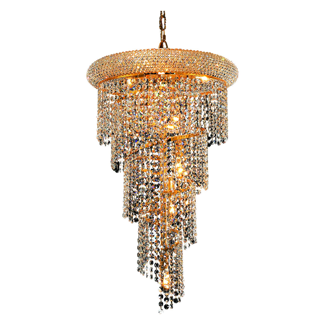 8 light Gold Pendant Clear Royal Cut Crystal - View 3 - Joshua Marshal