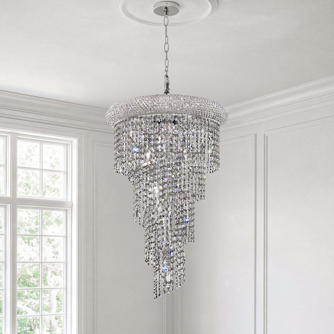 8 light Chrome Pendant Clear Royal Cut Crystal Chrome Finish - LIGHTING by Joshua Marshal