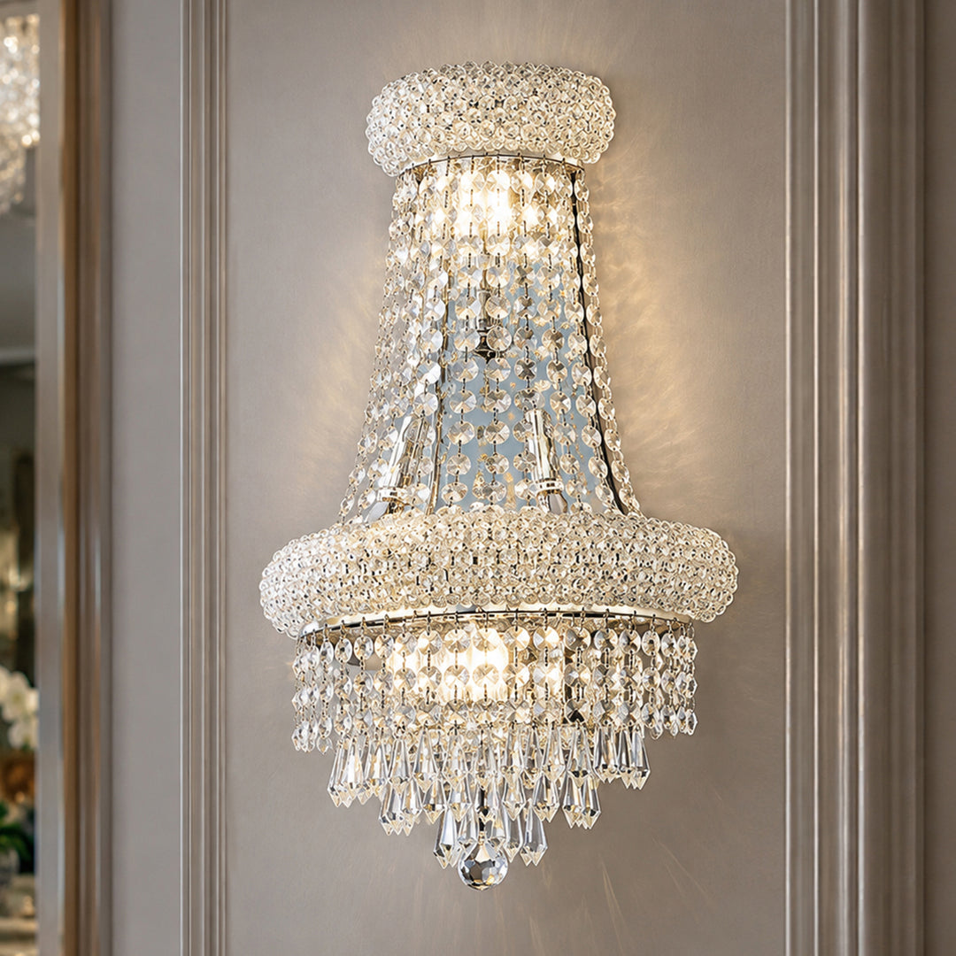4 light Chrome Wall Sconce Clear Royal Cut Crystal Chrome Finish - LIGHTING by Joshua Marshal