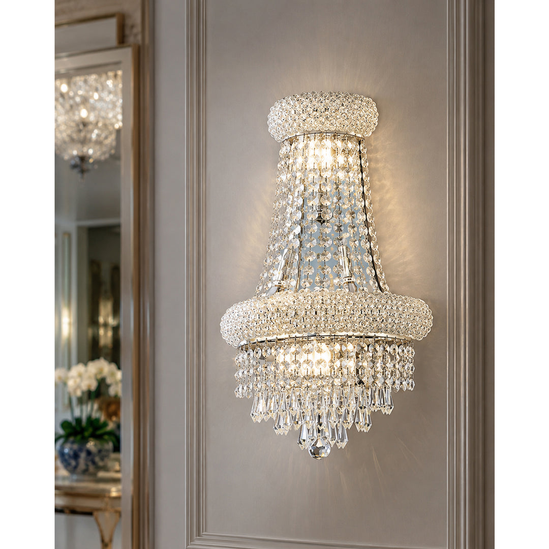 4 light Chrome Wall Sconce Clear Royal Cut Crystal - View 2 - Joshua Marshal