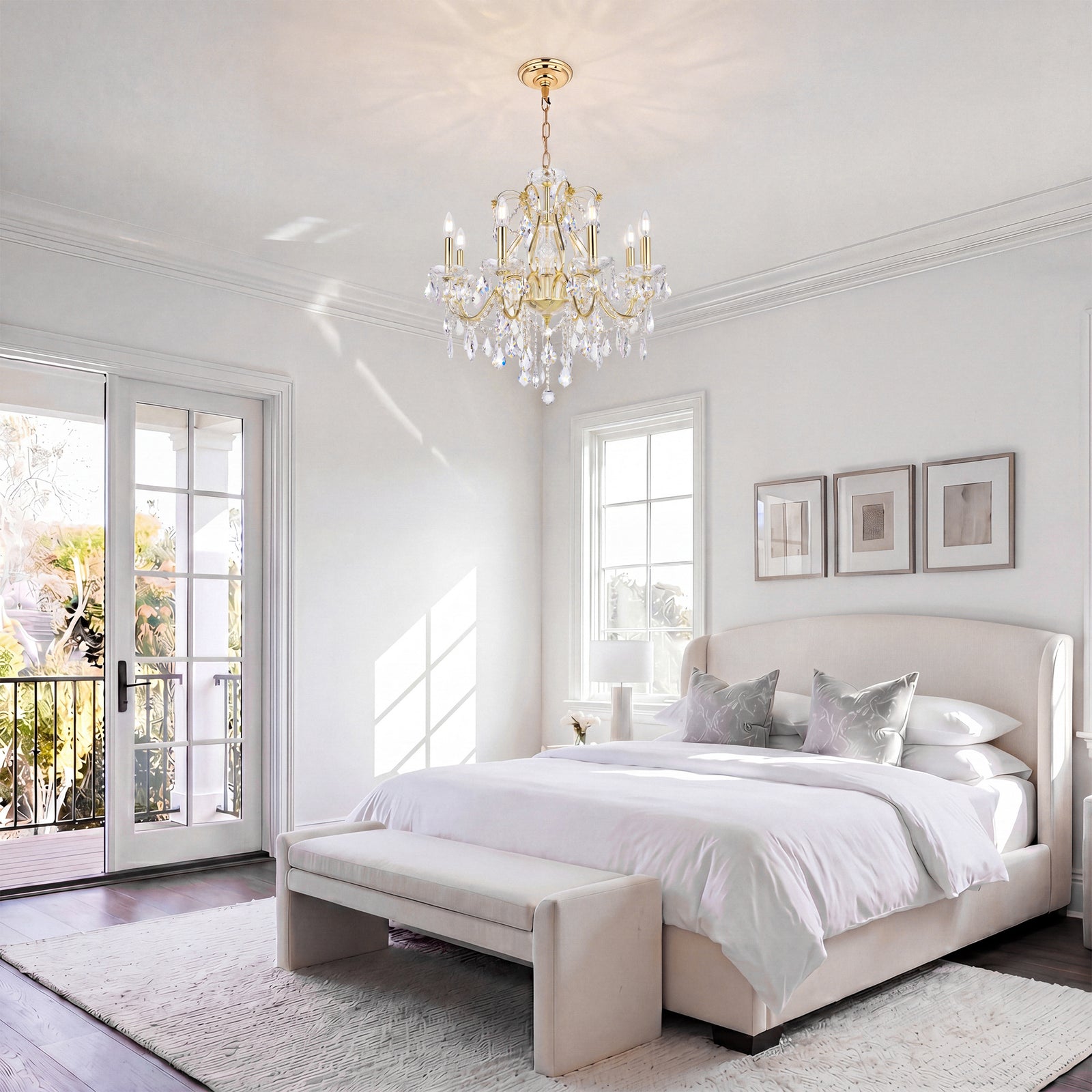 8 light Gold Chandelier Clear Royal Cut Crystal - View 2 - Joshua Marshal