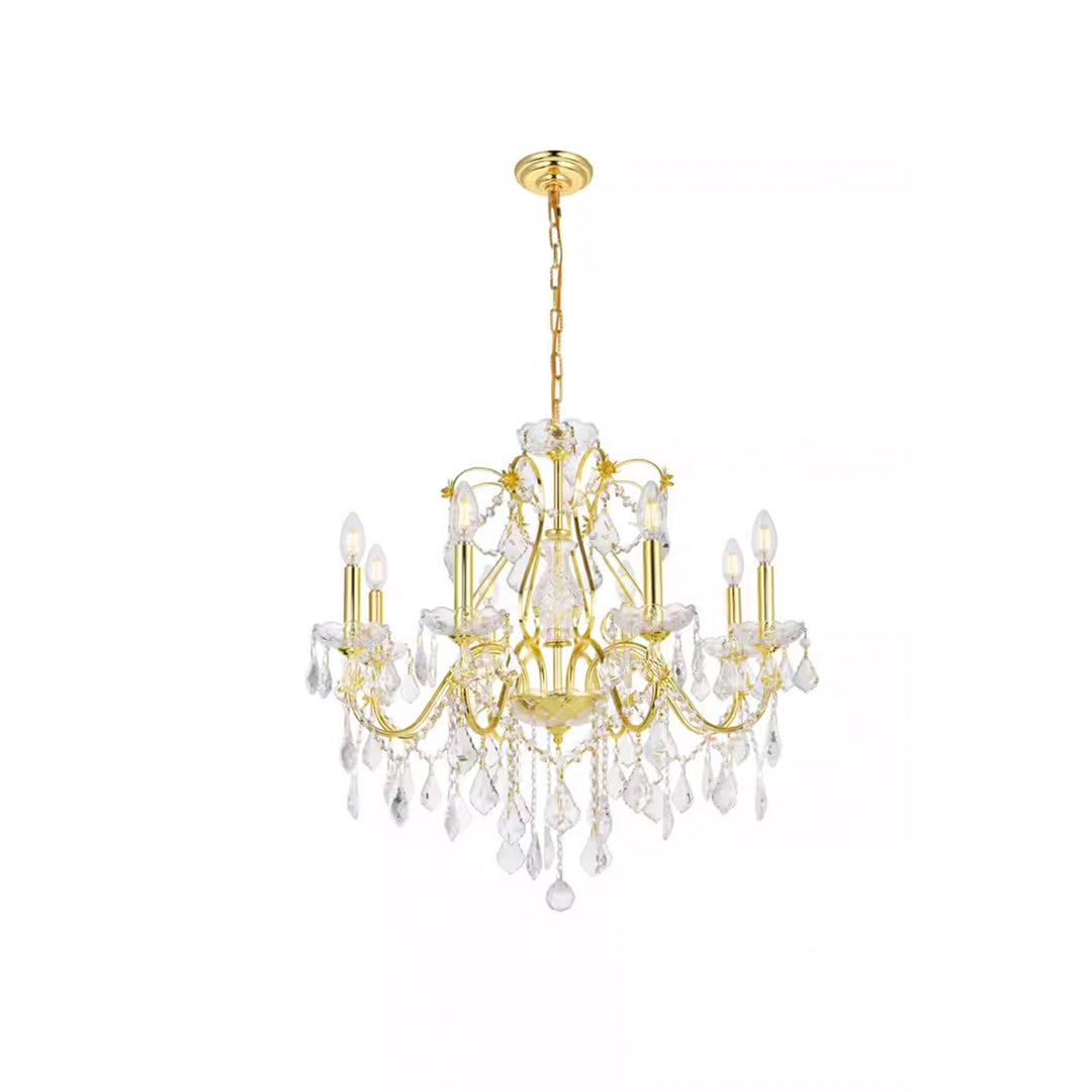 8 light Gold Chandelier Clear Royal Cut Crystal - View 3 - Joshua Marshal