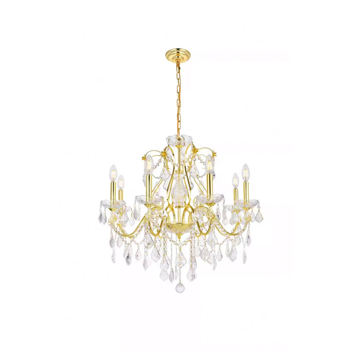 8 light Gold Chandelier Clear Royal Cut Crystal - View 3 - Joshua Marshal