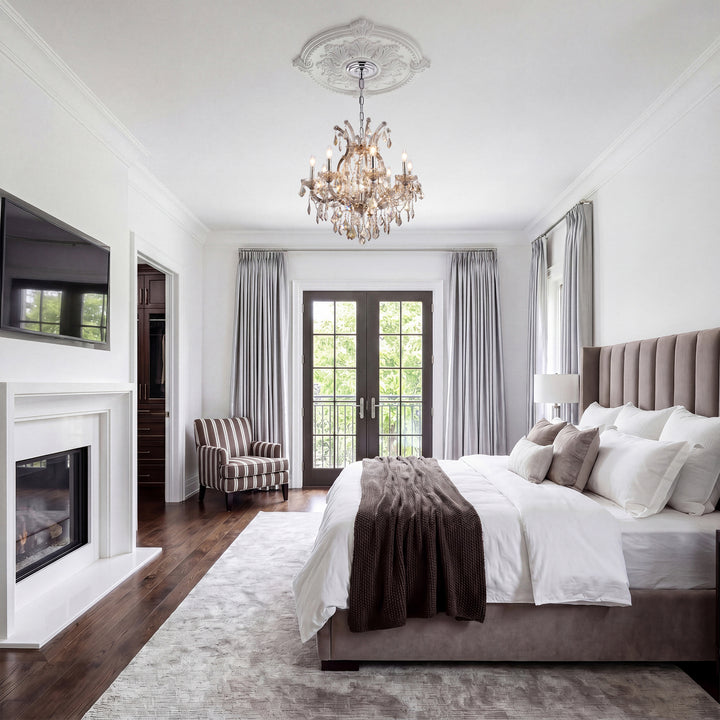 9 light Golden Teak Chandelier Golden Teak (Smoky) Royal Cut Crystal - View 2 - Joshua Marshal