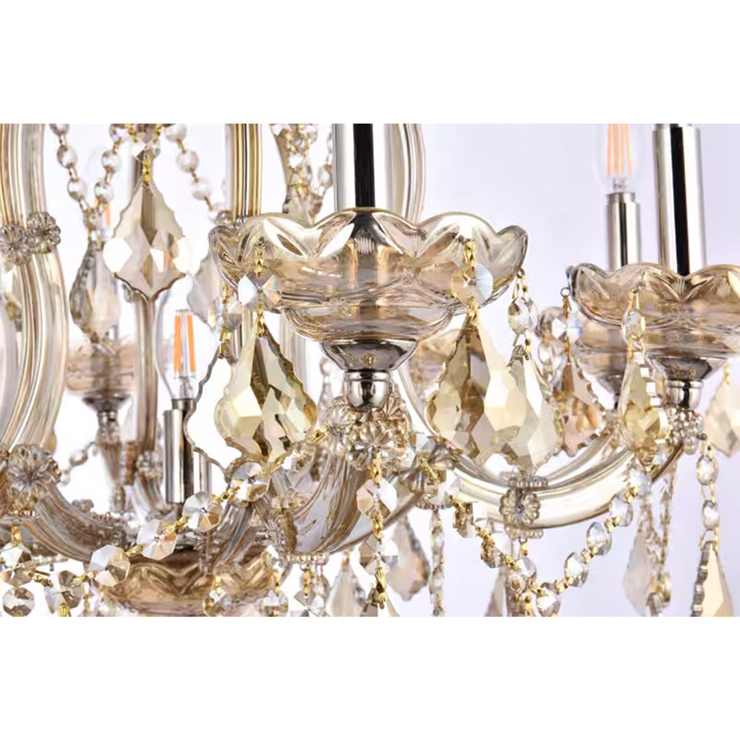 9 light Golden Teak Chandelier Golden Teak (Smoky) Royal Cut Crystal - View 6 - Joshua Marshal