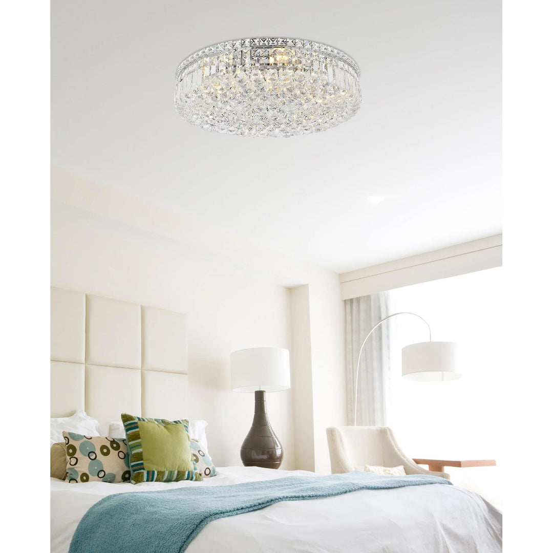 9 light Chrome Flush Mount Clear Royal Cut Crystal - View 2 - Joshua Marshal