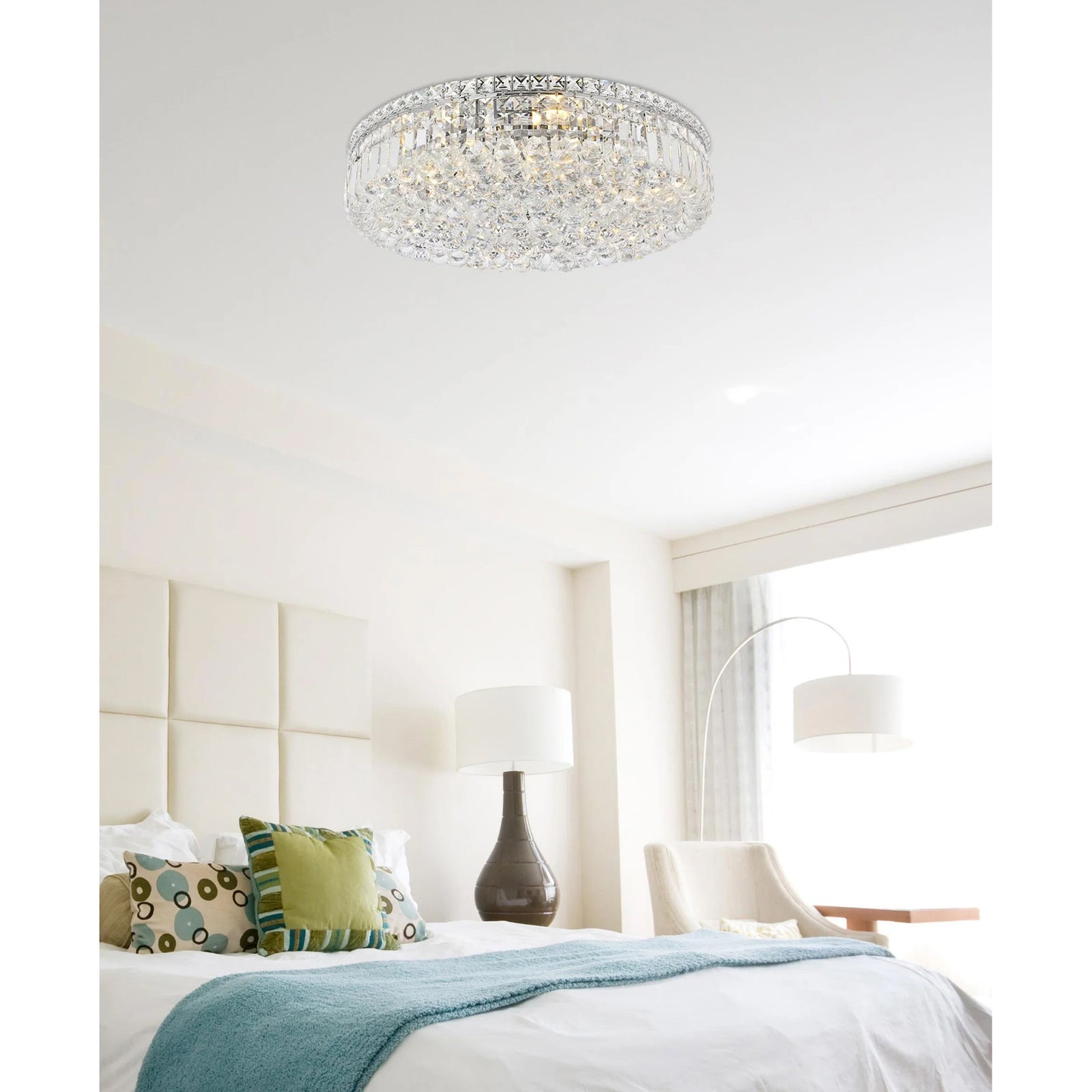 9 light Chrome Flush Mount Clear Royal Cut Crystal - View 2 - Joshua Marshal