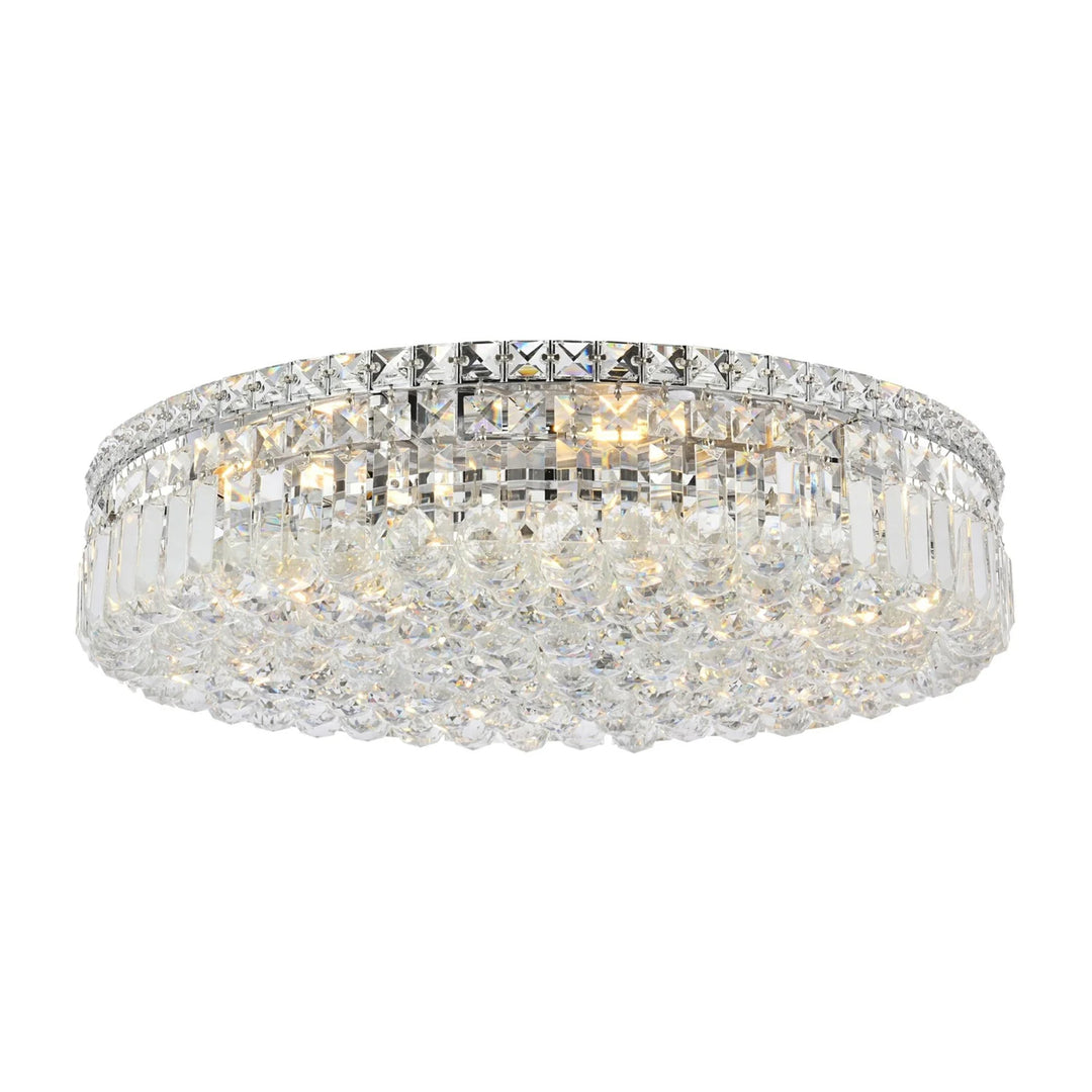 9 light Chrome Flush Mount Clear Royal Cut Crystal - View 3 - Joshua Marshal