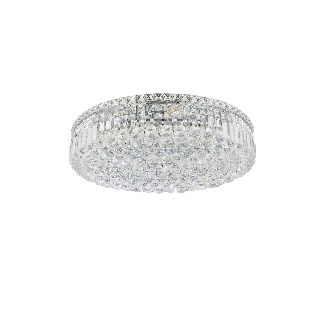 9 light Chrome Flush Mount Clear Royal Cut Crystal - View 4 - Joshua Marshal