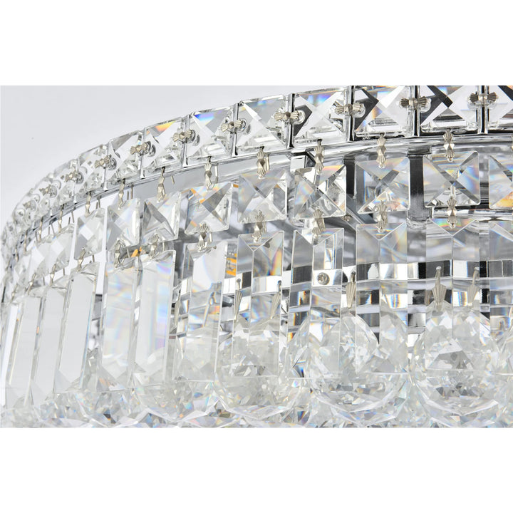 9 light Chrome Flush Mount Clear Royal Cut Crystal - View 5 - Joshua Marshal