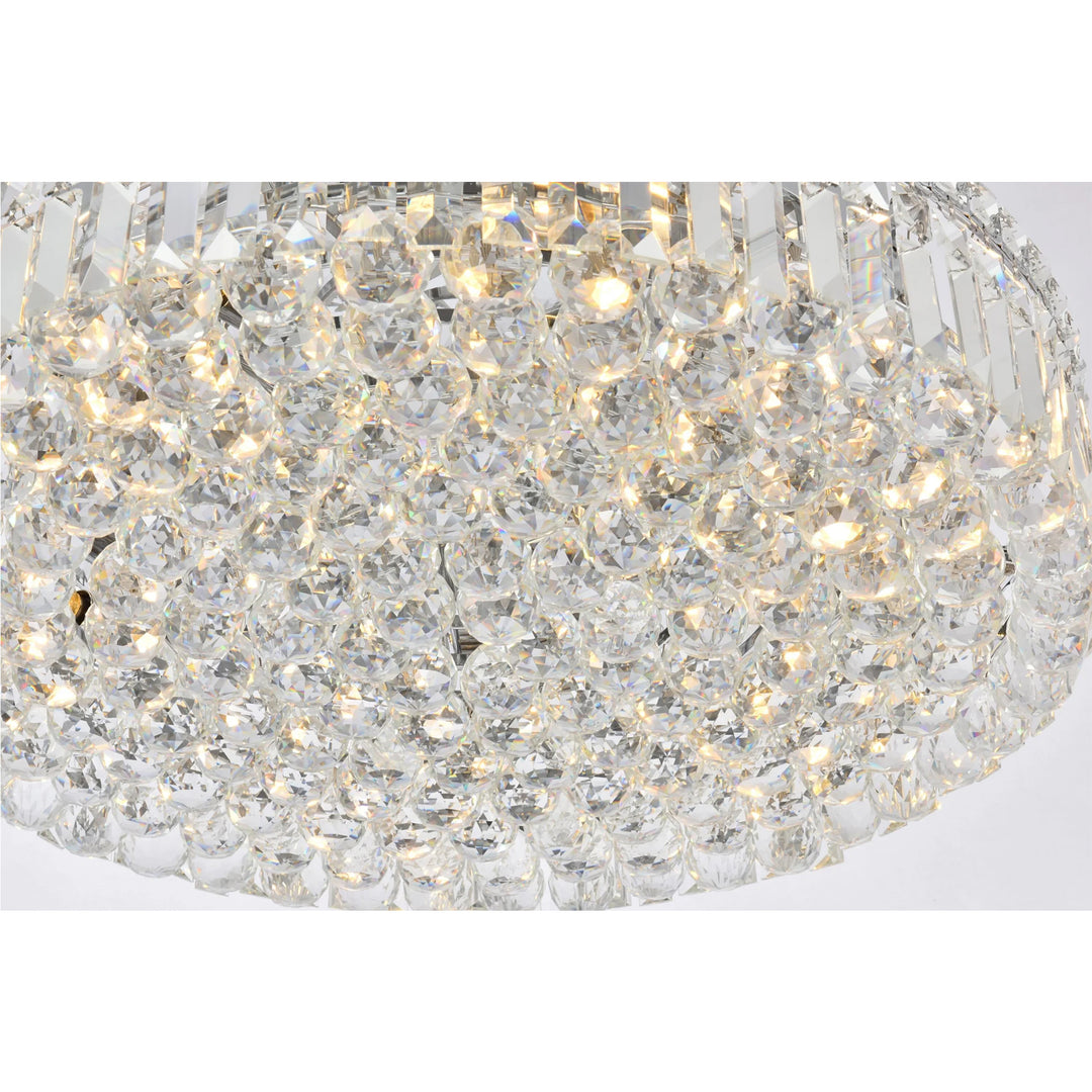 9 light Chrome Flush Mount Clear Royal Cut Crystal - View 6 - Joshua Marshal