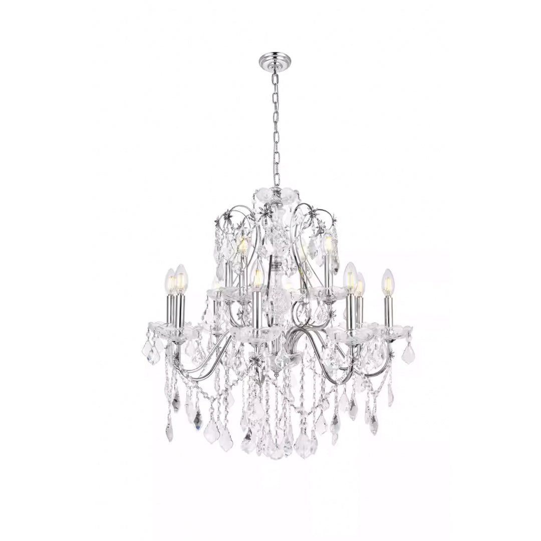 12 light Chrome Chandelier Clear Royal Cut Crystal - View 3 - Joshua Marshal