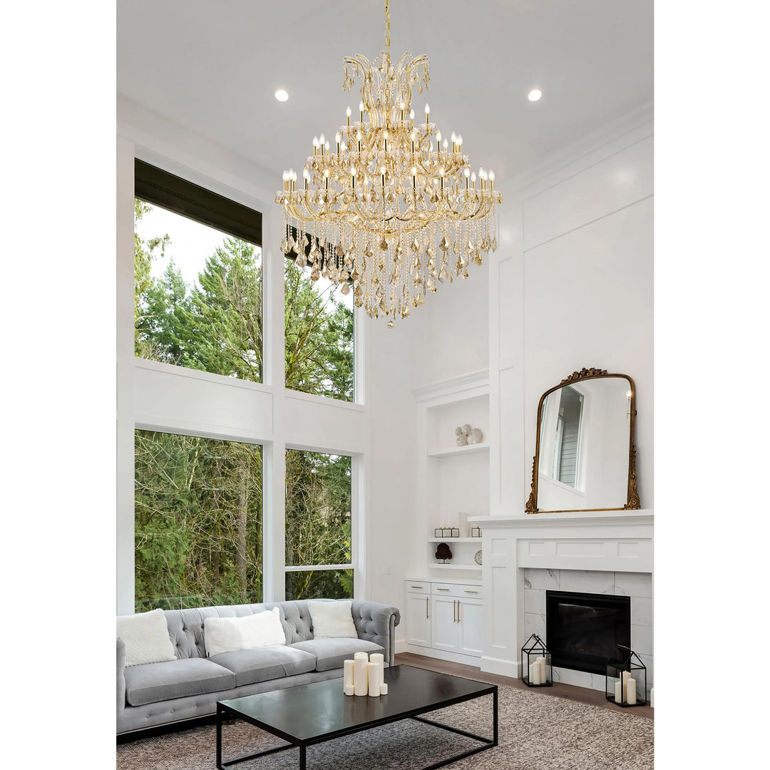 49 light Gold Chandelier Golden Teak (Smoky) Royal Cut Crystal - View 2 - Joshua Marshal