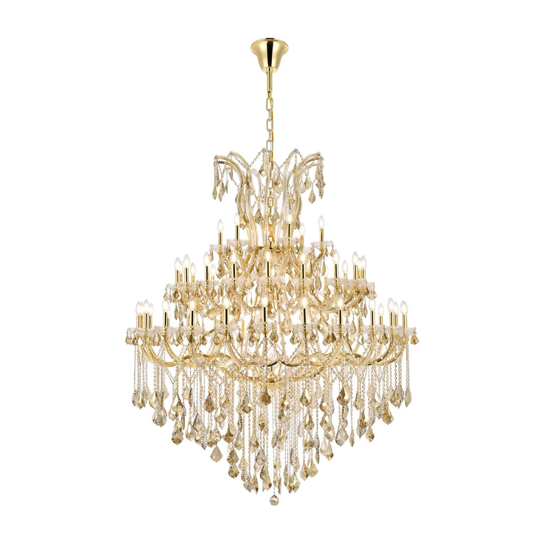 49 light Gold Chandelier Golden Teak (Smoky) Royal Cut Crystal - View 3 - Joshua Marshal