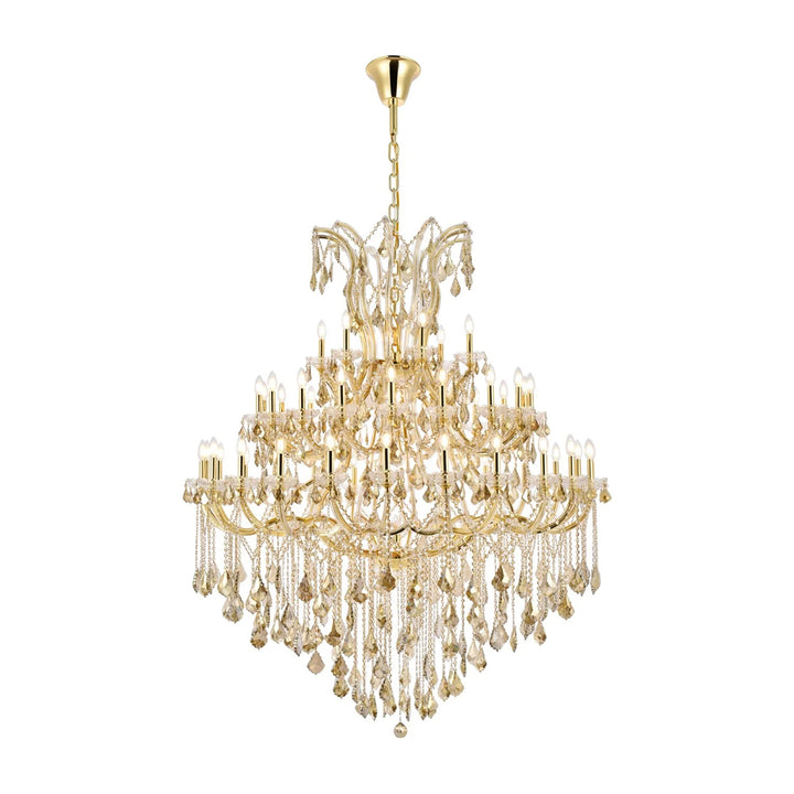 49 light Gold Chandelier Golden Teak (Smoky) Royal Cut Crystal - View 3 - Joshua Marshal