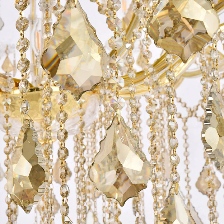 49 light Gold Chandelier Golden Teak (Smoky) Royal Cut Crystal - View 4 - Joshua Marshal