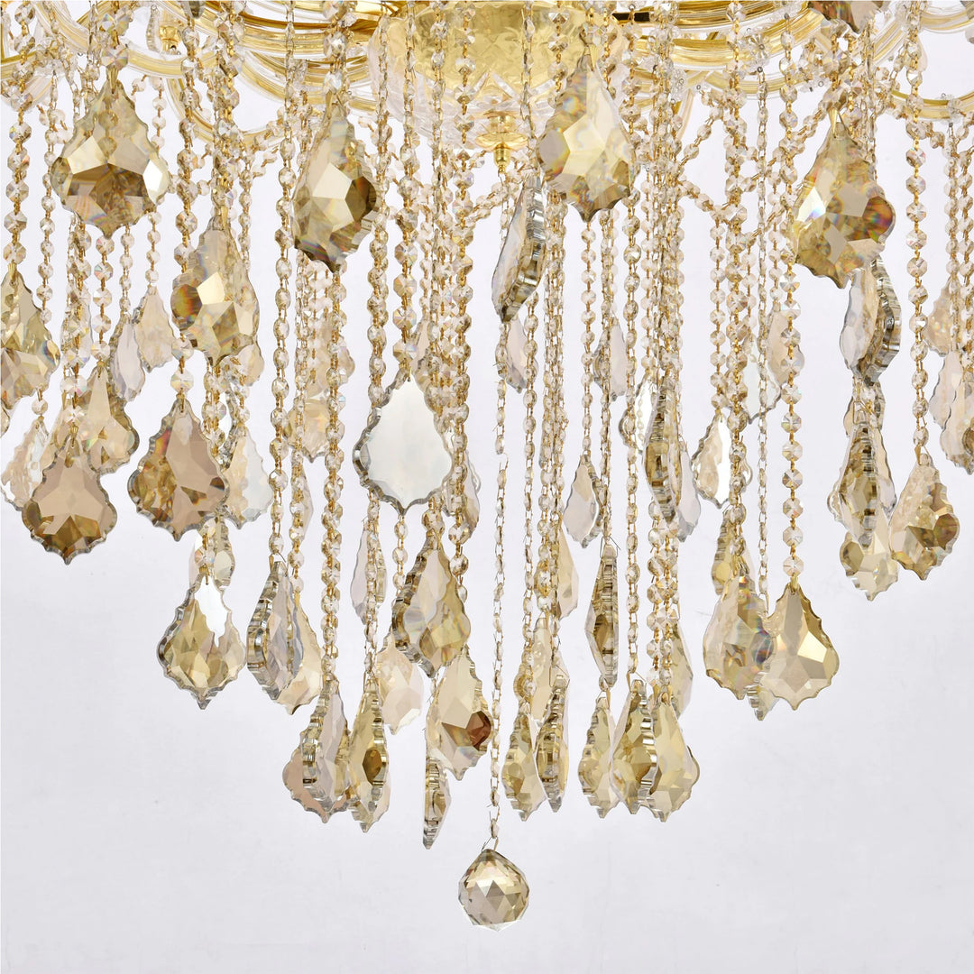49 light Gold Chandelier Golden Teak (Smoky) Royal Cut Crystal - View 6 - Joshua Marshal