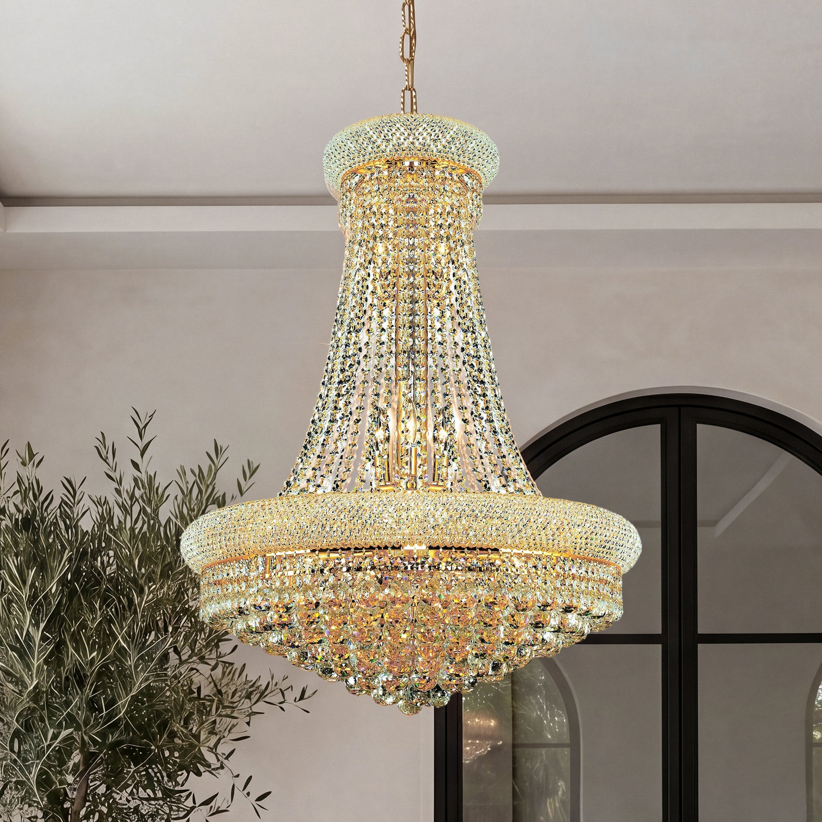 14 light Gold Chandelier Clear Royal Cut Crystal Gold Finish - LIGHTING by Joshua Marshal
