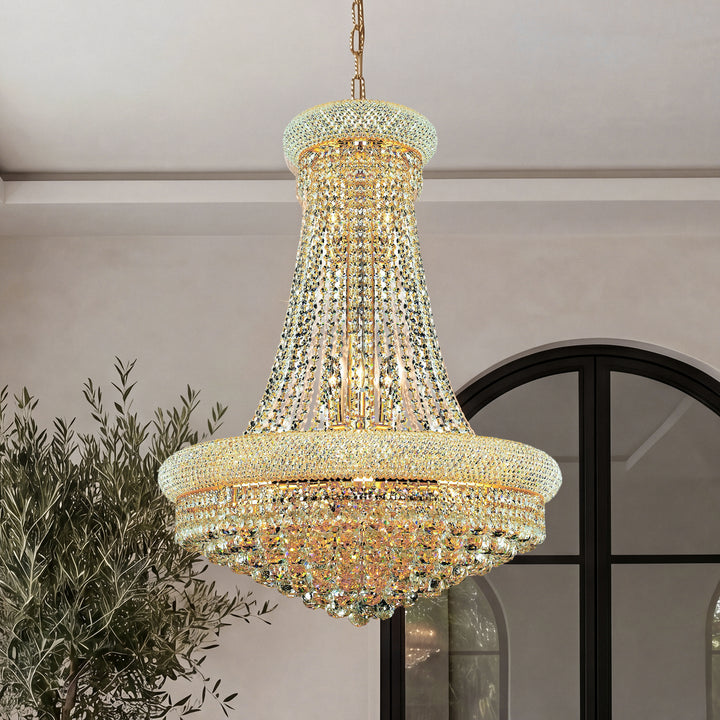 14 light Gold Chandelier Clear Royal Cut Crystal Gold Finish - LIGHTING by Joshua Marshal