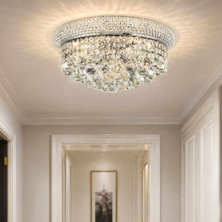 8 light Chrome Flush Mount Clear Royal Cut Crystal Chrome Finish - LIGHTING by Joshua Marshal