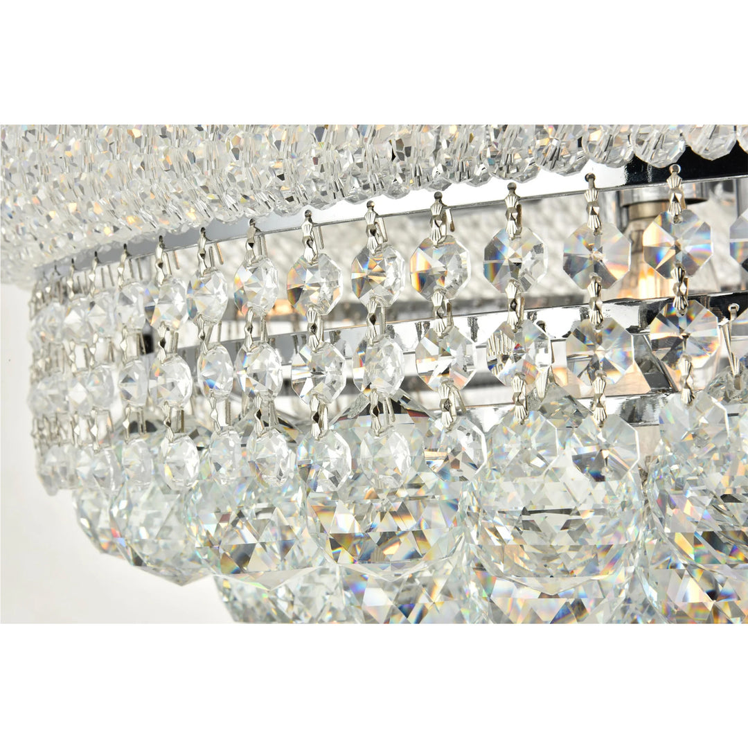 8 light Chrome Flush Mount Clear Royal Cut Crystal - View 5 - Joshua Marshal