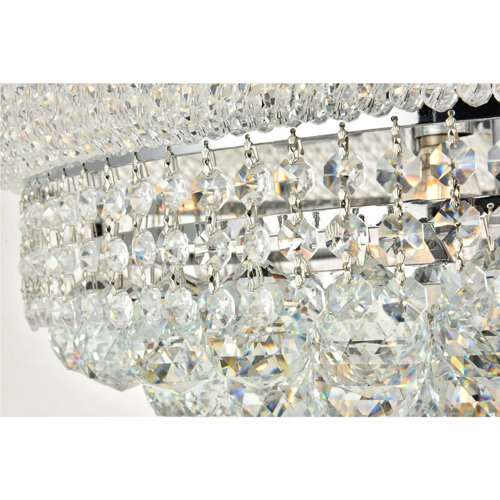 8 light Chrome Flush Mount Clear Royal Cut Crystal - View 5 - Joshua Marshal