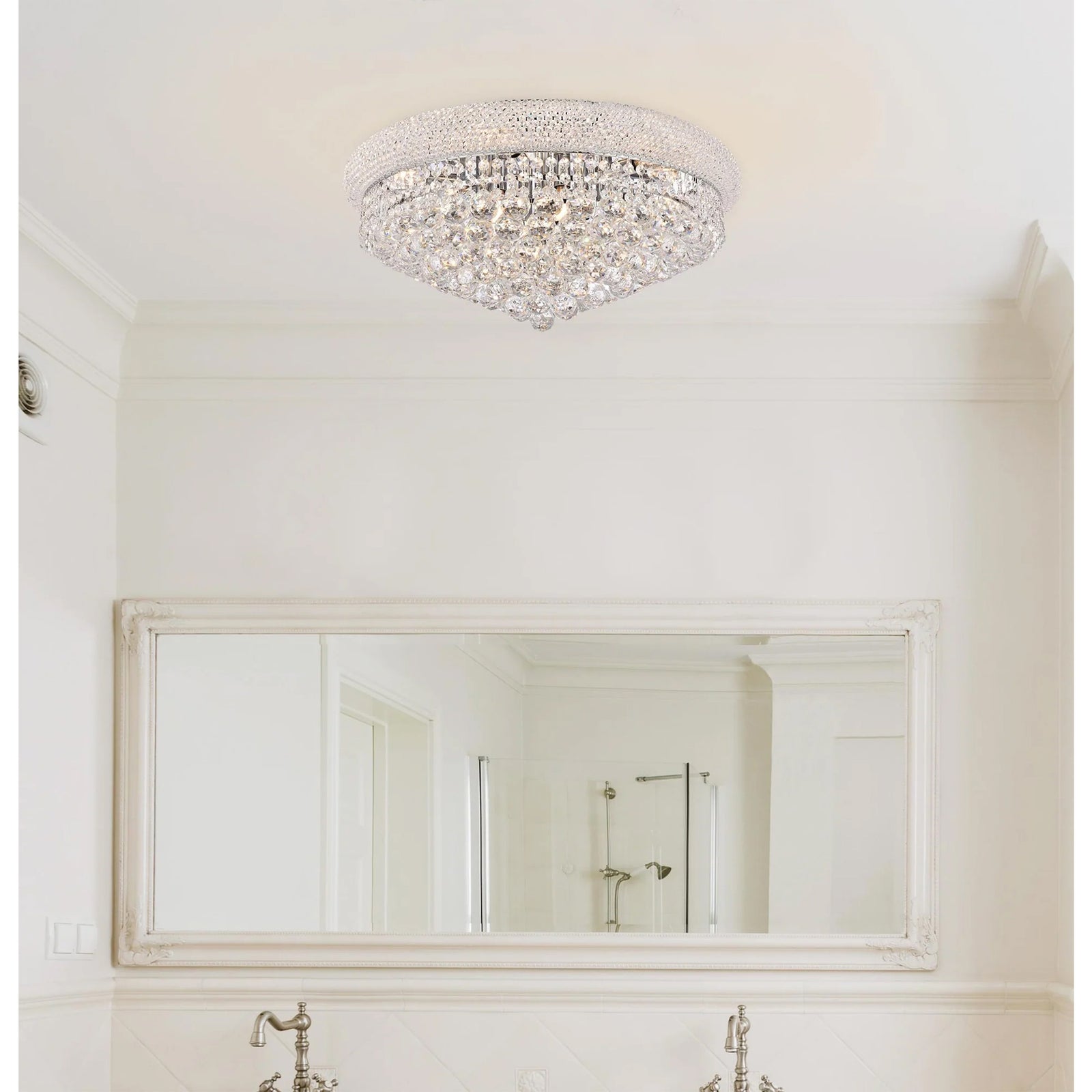 12 light Chrome Flush Mount Clear Royal Cut Crystal - View 2 - Joshua Marshal