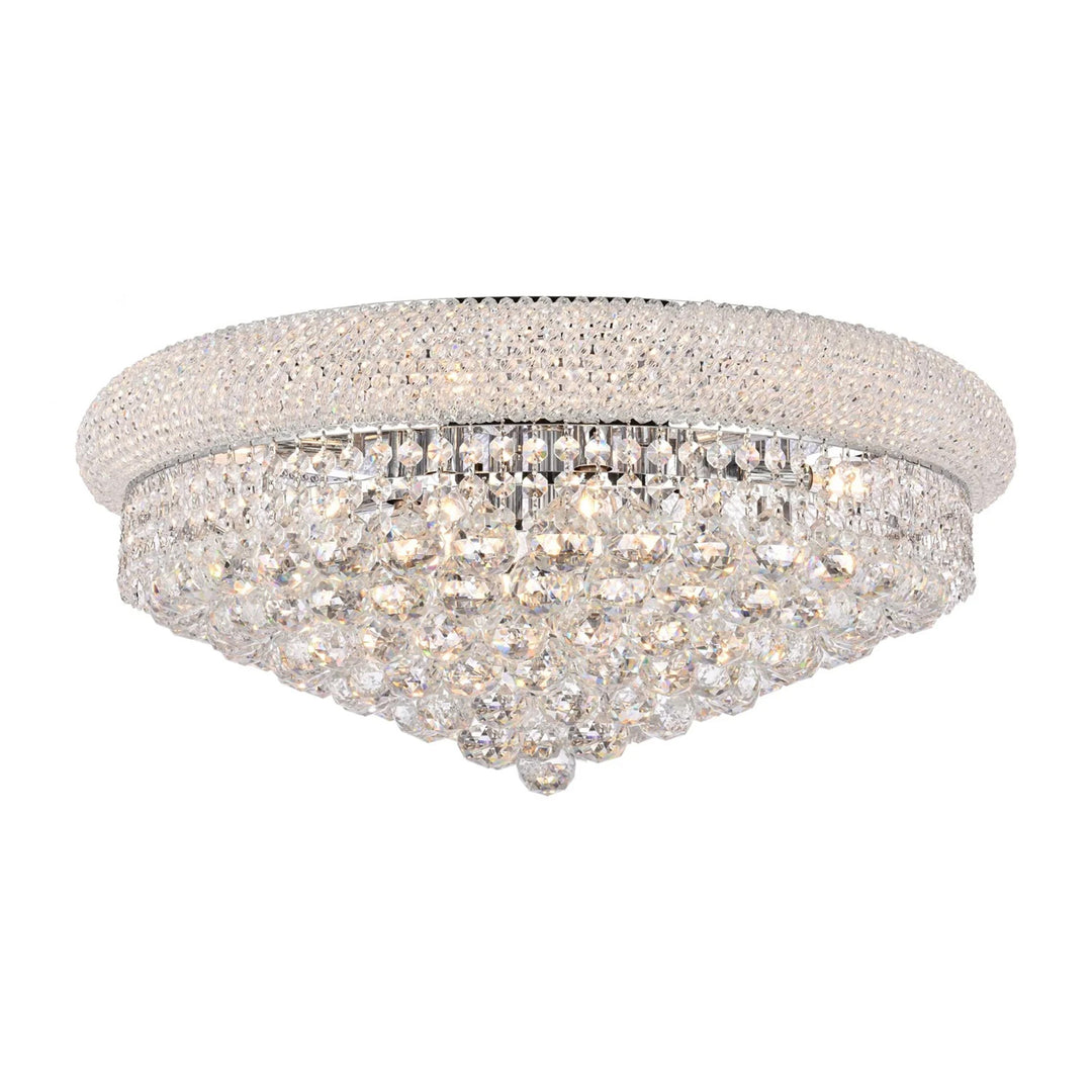 12 light Chrome Flush Mount Clear Royal Cut Crystal - View 3 - Joshua Marshal